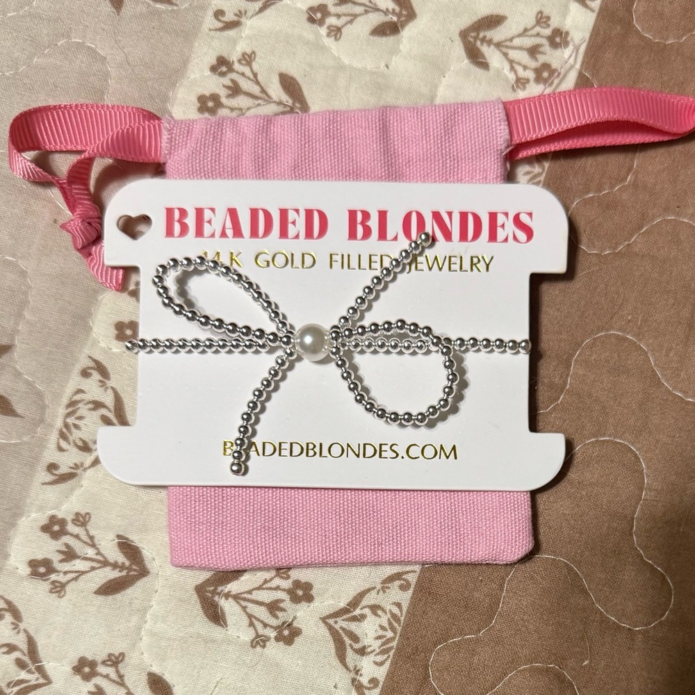 Beaded Blondes Silver Bow Bracelet